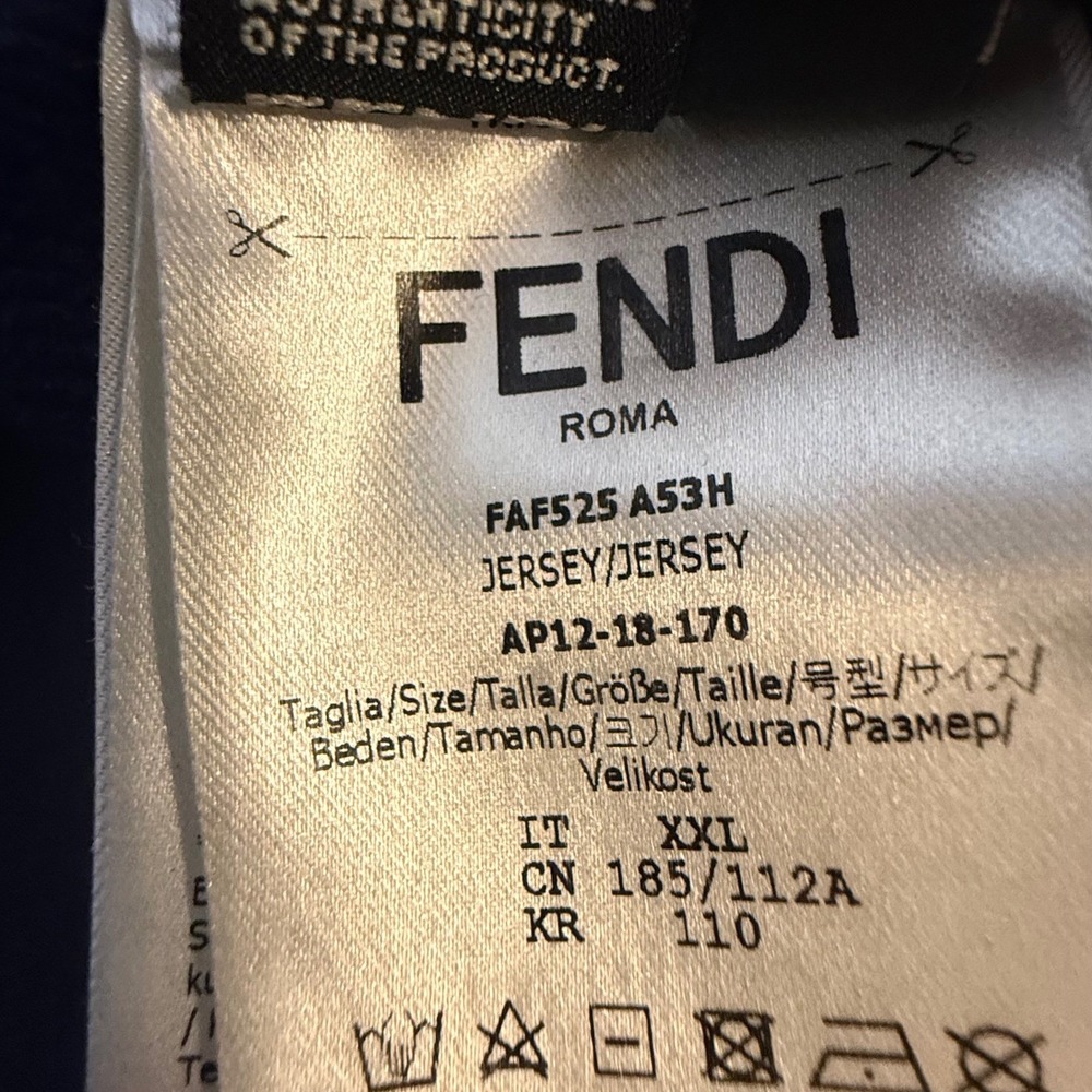 Fendi Roma Navy Blue Bag Bugs Eye Zip Up Hoodie FAF525 A53H XXL Made in‎ Italy - Picture 7 of 12